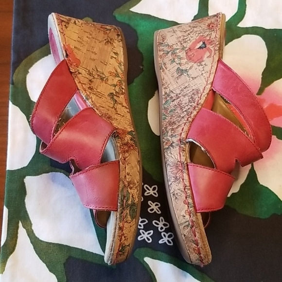 💕BOC💕 Leather Floral Cork Platform Sandal Wedge - Picture 6 of 14